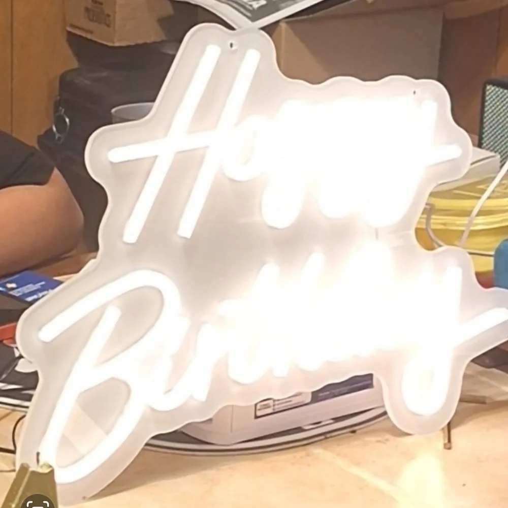 Happy Birthday LED Neon Sign Warm White Party Decor‎ Aesthetic Wall Light